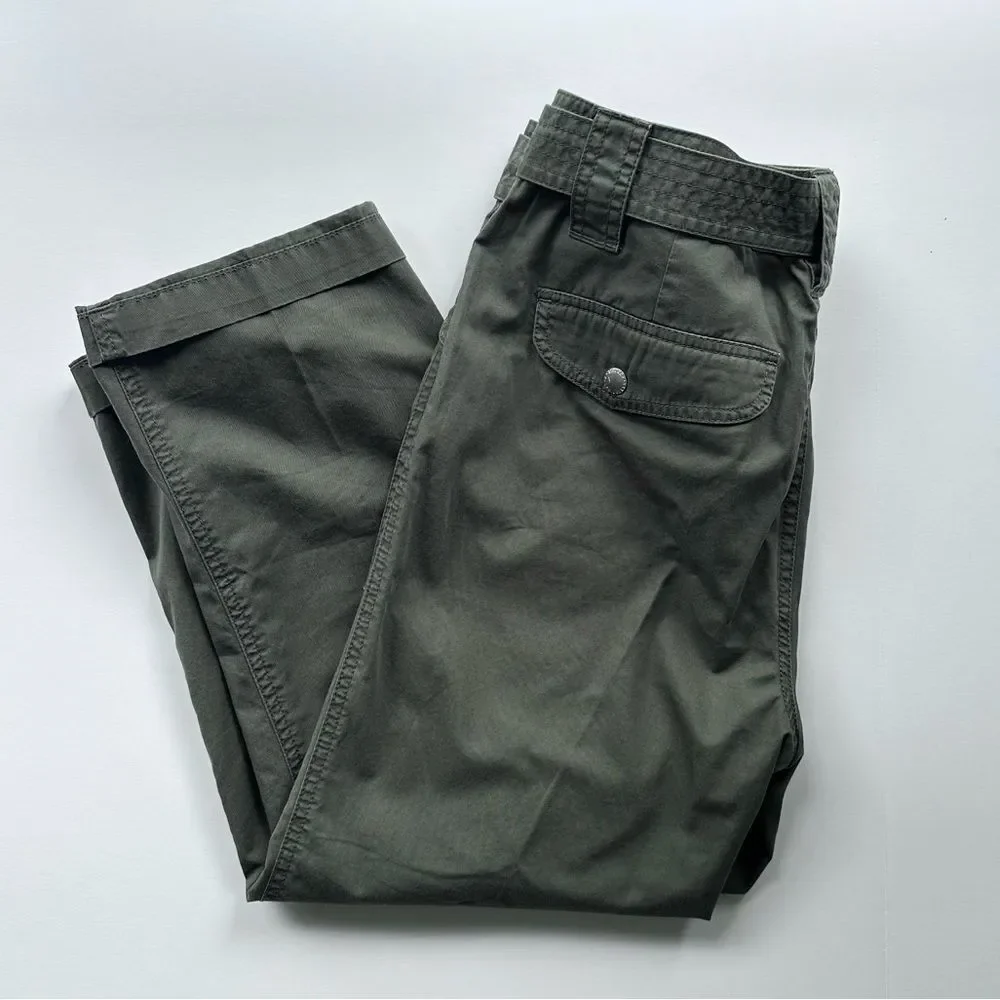 Lauren Ralph Lauren Green Khaki Belted Safari Style Cropped Trousers Capri 10